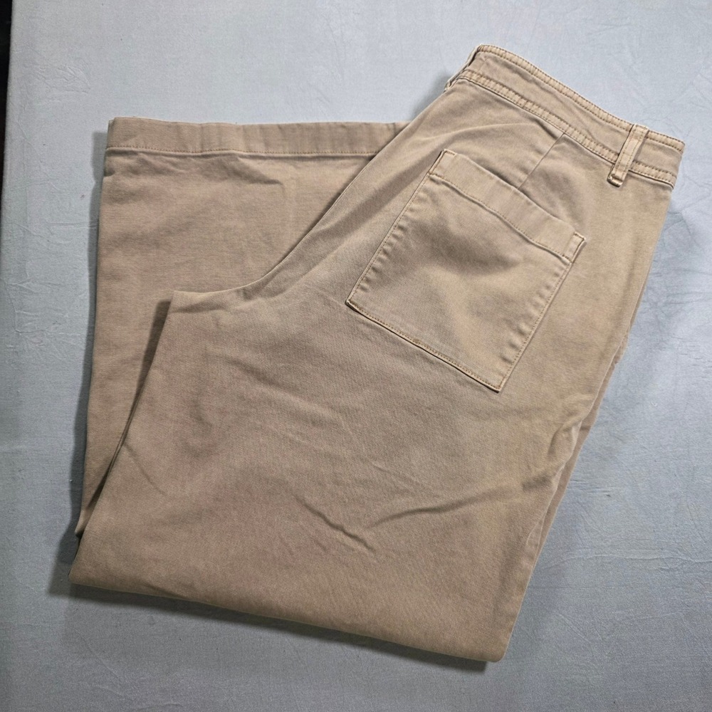 J. Jill Pure Jill Tan Wide Leg Cropped Pants Petite 6, Sand Beige Cotton Stretch
